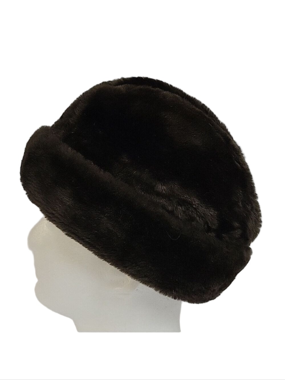Vintage Faux Fur Brown Cold War Era Hat, Union Made, Size XL (24")